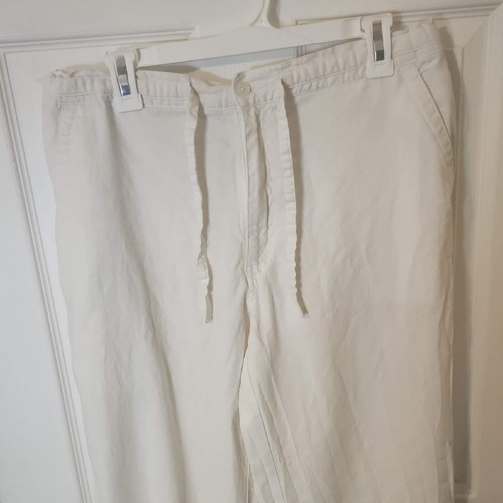 White Relaxed Fit Linen Chinos Lightweight Casual